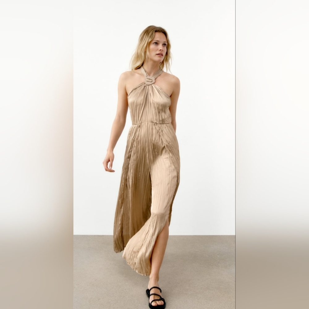 Crinkle Split Leg Jumpsuit